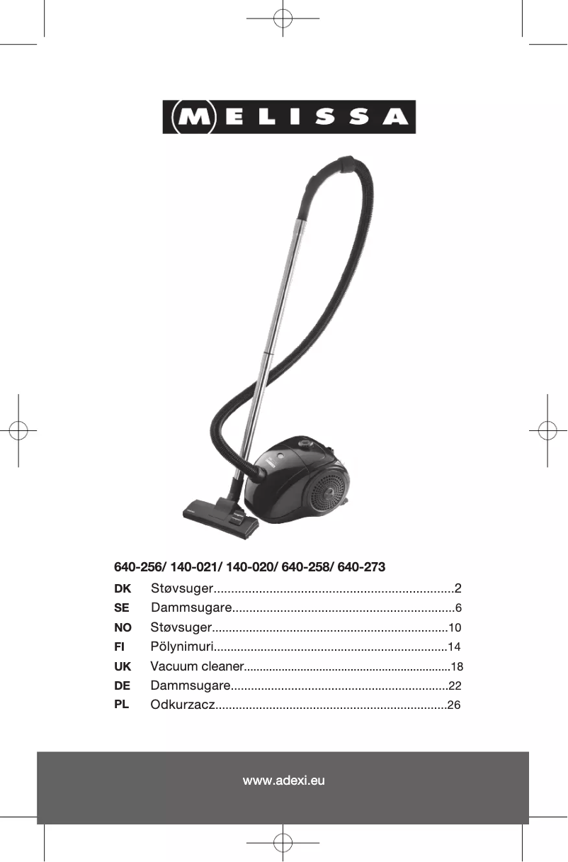 Page 1 de la notice Manuel utilisateur Melissa 640-256