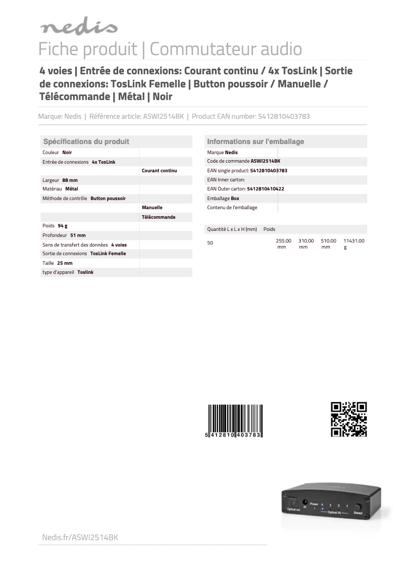 Image de la première page du manuel de l'appareil ASWI2514BK