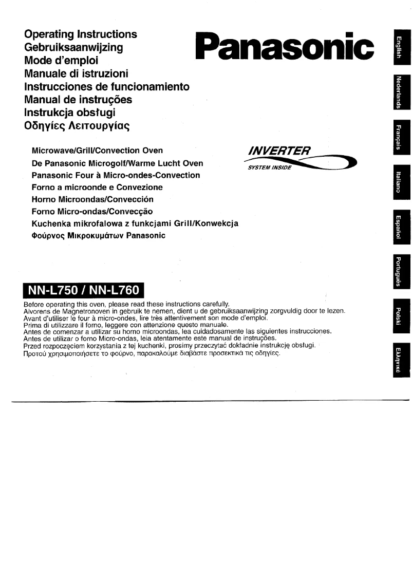 Page n°1 - Manuel utilisateur Panasonic NN-L760
