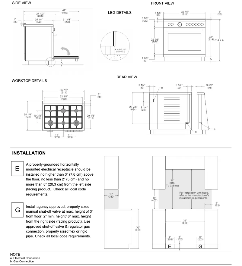 Page 1 de la notice Guide d'installation Bertazzoni PRO366BCFEPGIT