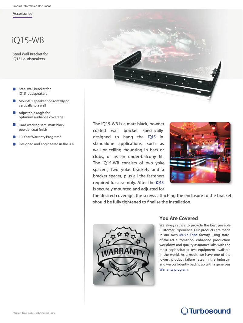 Página 1 del manual Ficha técnica Turbosound iQ15-WB