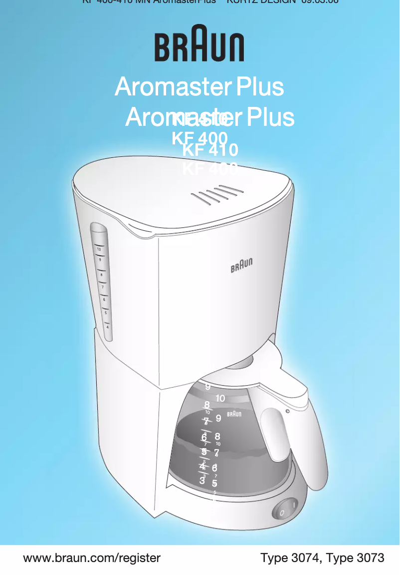 Page 1 de la notice Manuel utilisateur Braun Aromaster Plus KF 410