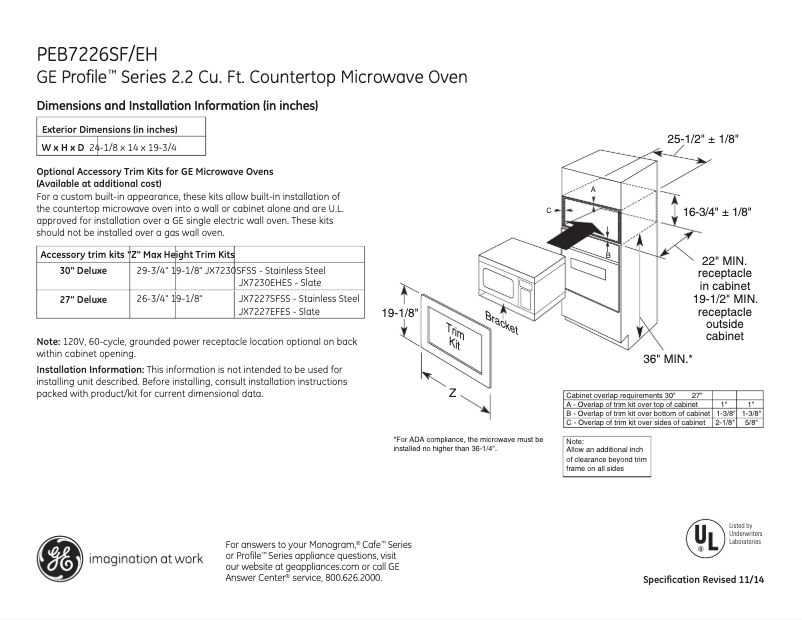 Page n°1 - Fiche technique GE Profile PEB7226EHES