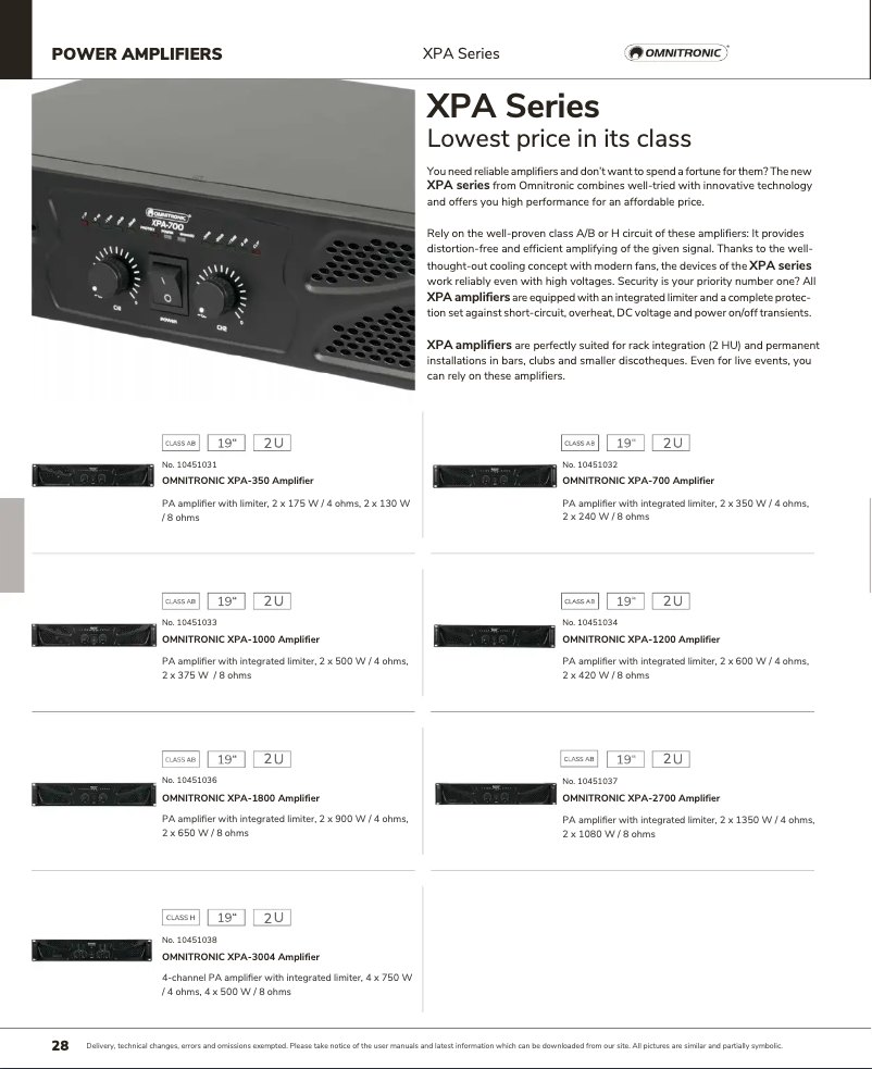 Page n°1 - Catalogue Omnitronic XPA-1000