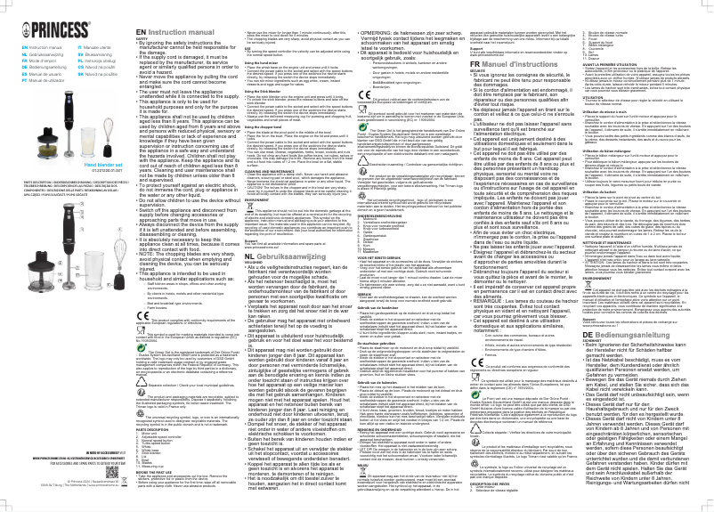 Page 1 de la notice Manuel utilisateur Princess Hand Blender Set 221220