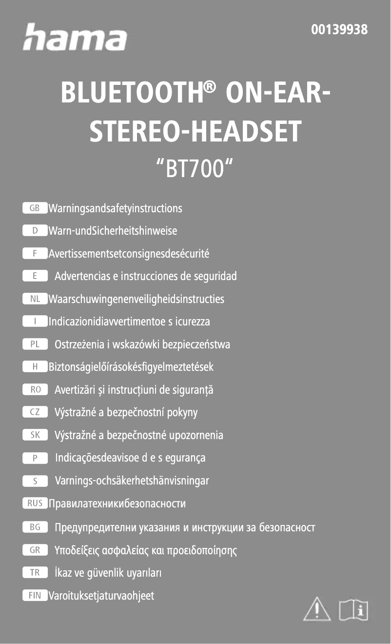 Page 1 de la notice Instructions de sécurité Hama BT700