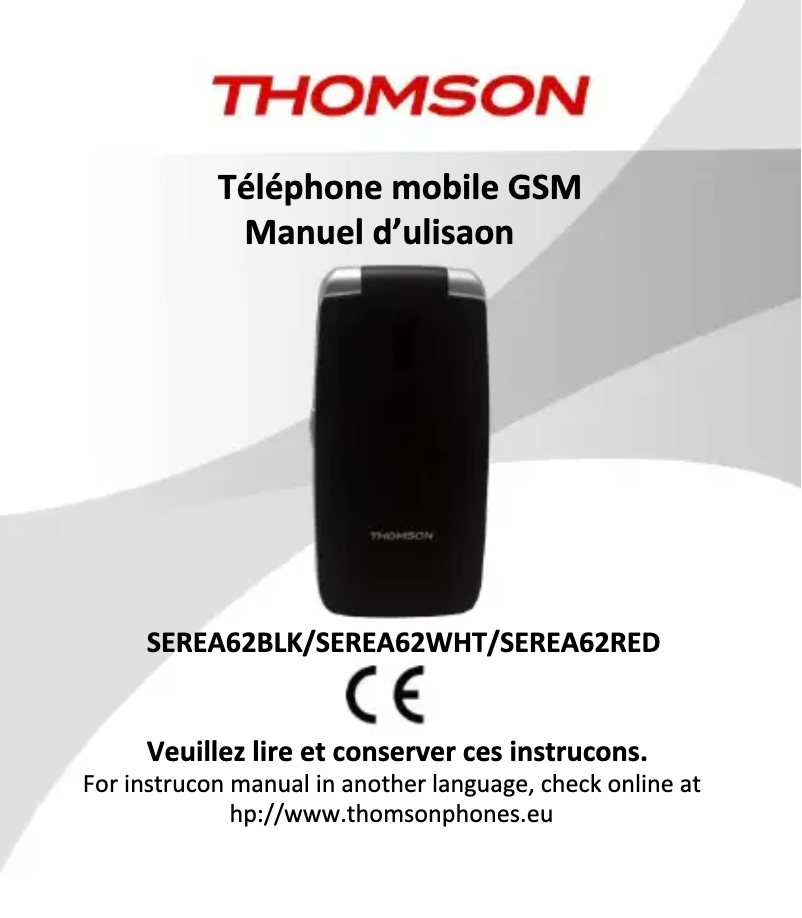 Page n°1 - Manuel utilisateur Thomson SEREA62WHT