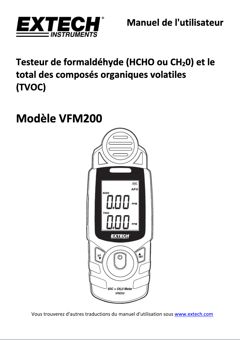 Page n°1 - Manuel utilisateur Extech VFM200