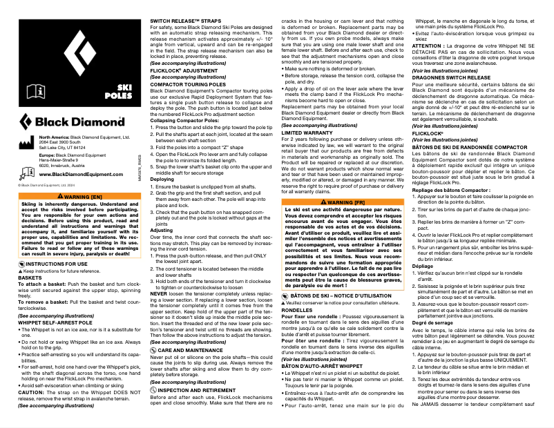 Page 1 de la notice Manuel utilisateur Black Diamond Expedition 3