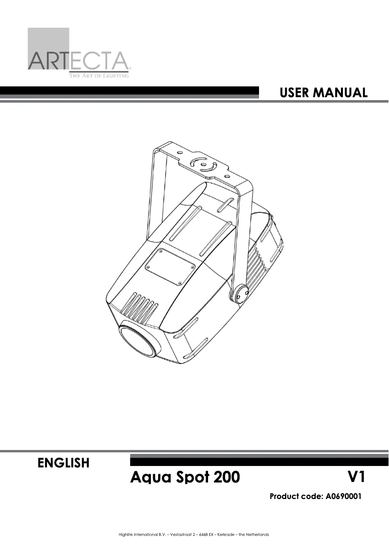 Page 1 de la notice Manuel utilisateur Artecta Aqua Spot 200