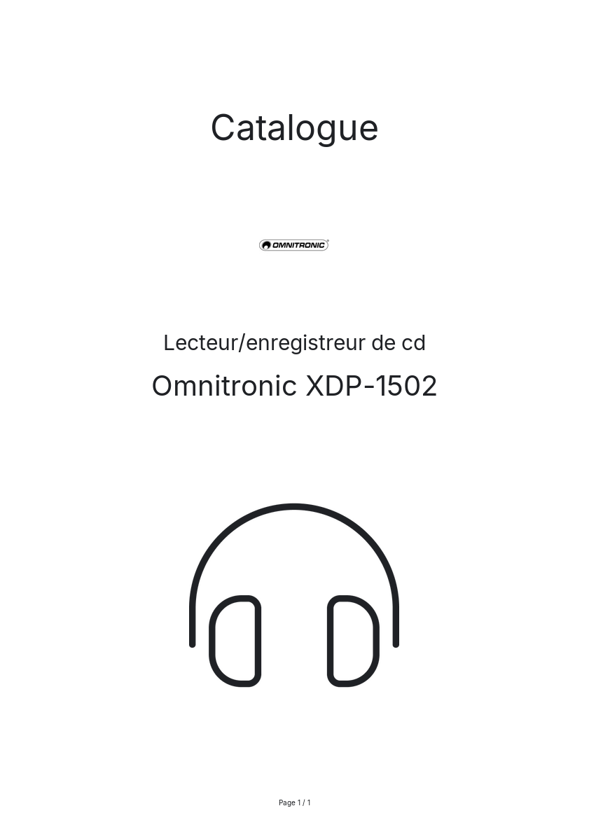 Image de la première page du manuel de l'appareil XDP-1502