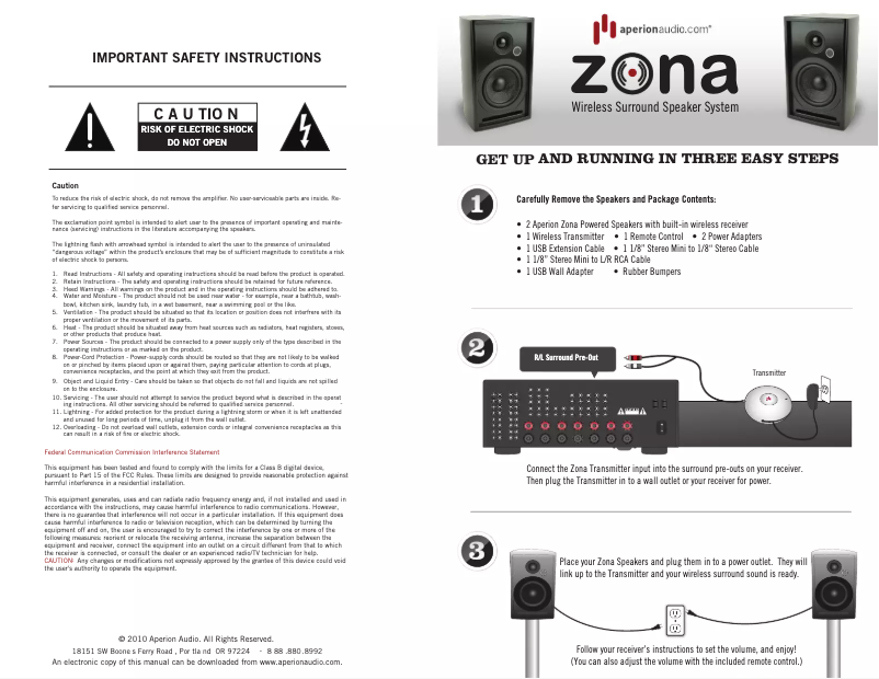 First page image of the manual for Zona