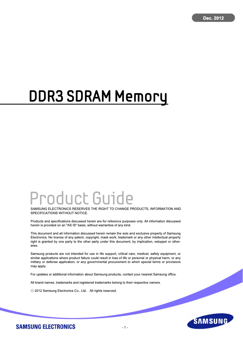 Image de la première page du manuel de l'appareil DDR3 1866MHz