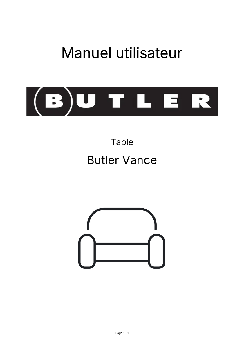 Page n°1 - Manuel utilisateur Butler Vance