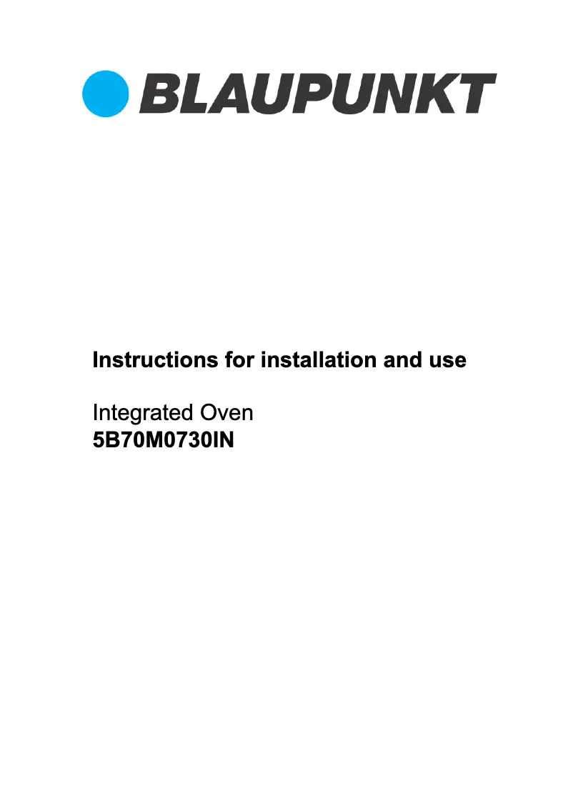 Page n°1 - Manuel utilisateur Blaupunkt 5B70M0730IN