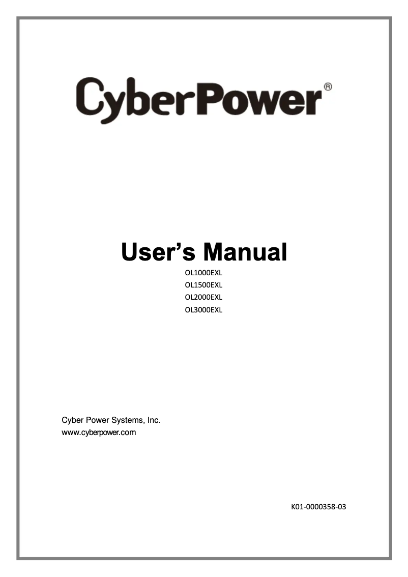 Page n°1 - Manuel utilisateur CyberPower OL2000EXL