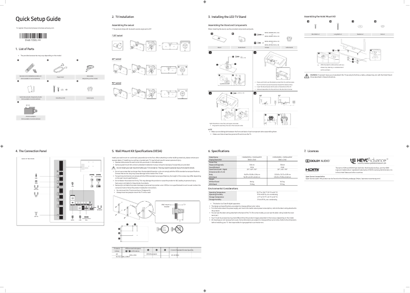 Page 1 de la notice Manuel utilisateur Samsung HG43AJ690YK