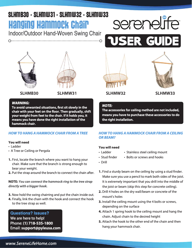 Page 1 de la notice Manuel utilisateur SereneLife SLHMW33