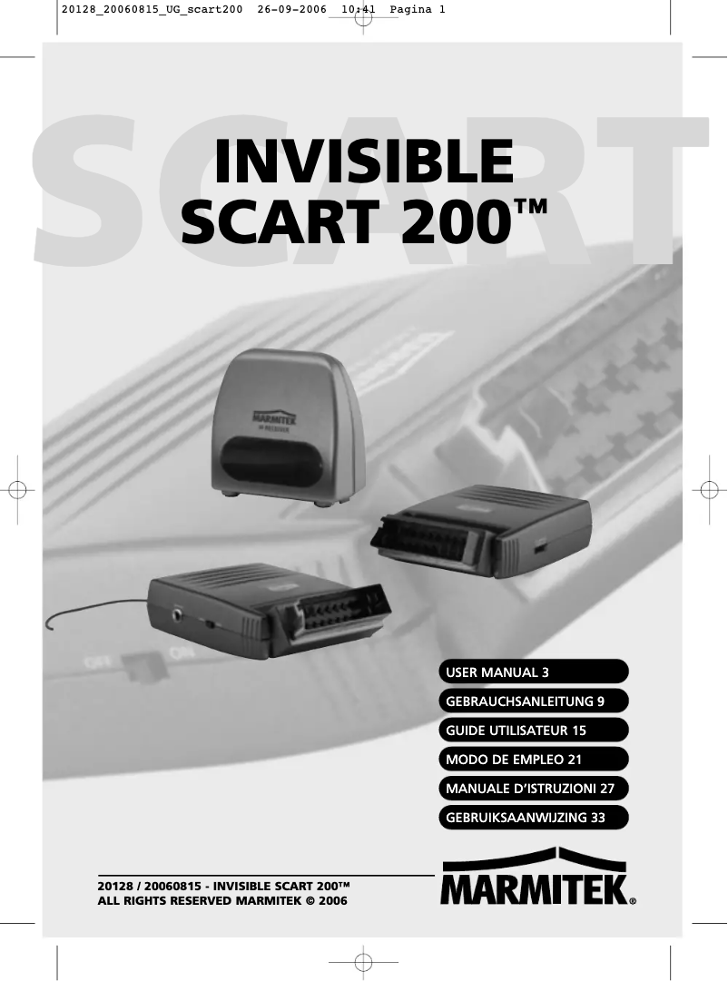 Page n°1 - Manuel utilisateur Marmitek Invisible Scart 200