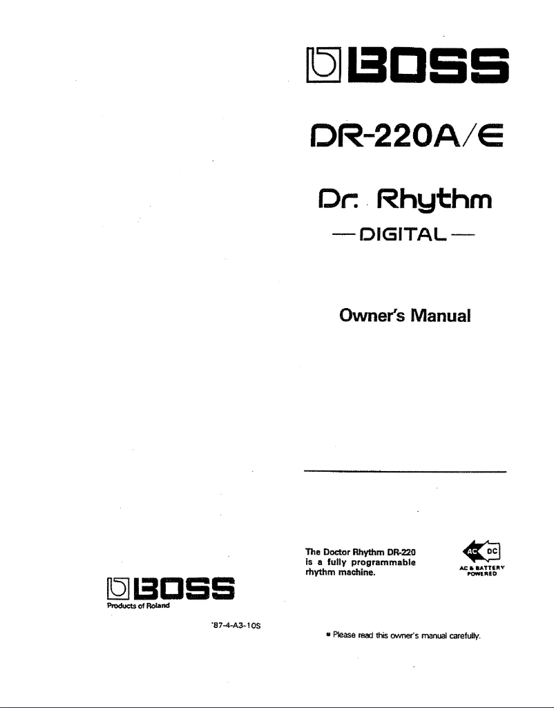 Page n°1 - Manuel utilisateur Boss DR-220A