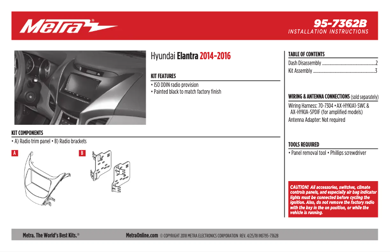 Page n°1 - Mode d'emploi Metra 95-7362B