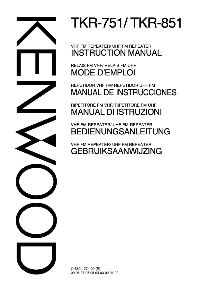 Page n°1 - Manuel utilisateur Kenwood TKR-851