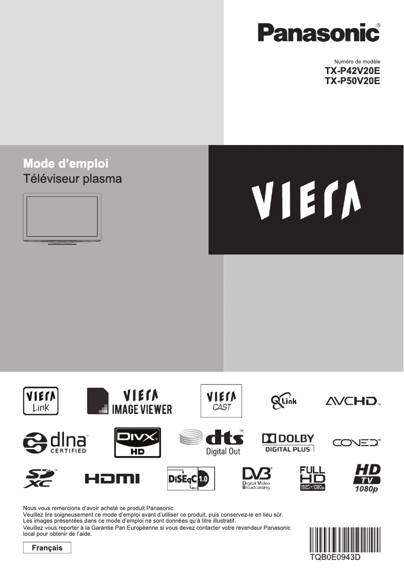 Image de la première page du manuel de l'appareil TX-P50V20E