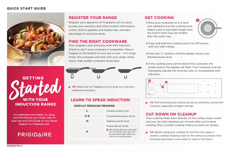 Page 1 de la notice Guide de démarrage rapide Frigidaire LFIF3054TF