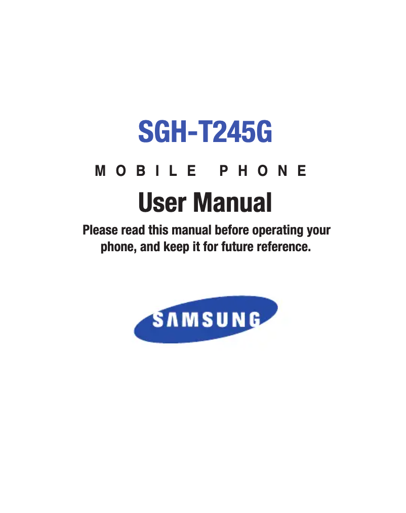 Page 1 de la notice Manuel utilisateur Samsung SGH-T245G
