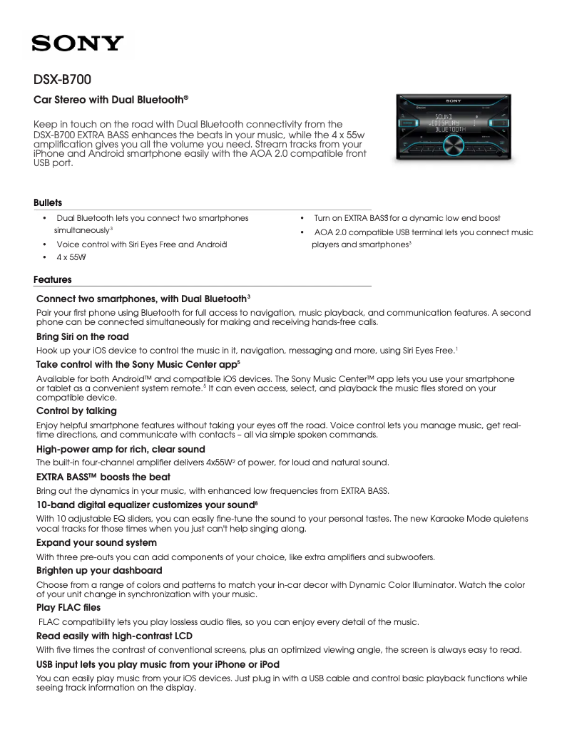 Image de la première page du manuel de l'appareil DSX-B700