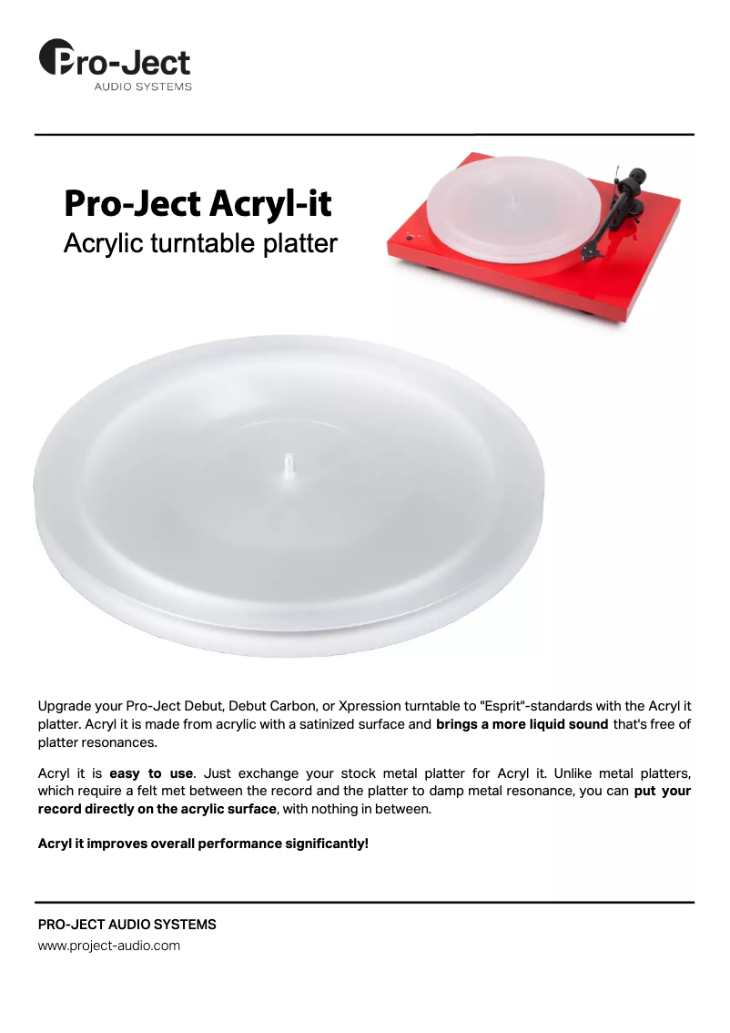 Page n°1 - Manuel utilisateur Pro-Ject Acryl-it