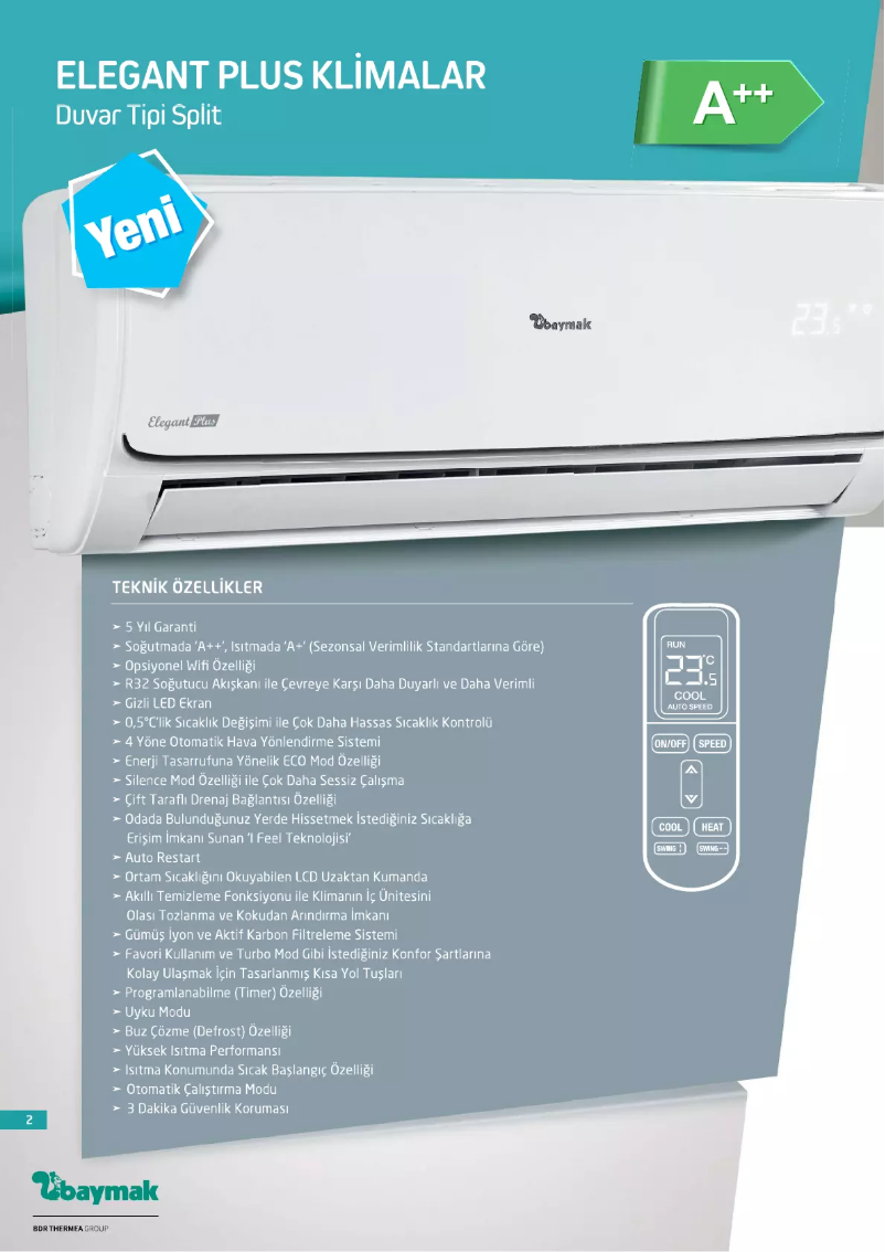 Page n°1 - Manuel utilisateur Baymak Elegant Plus 18 R32 Split Klima