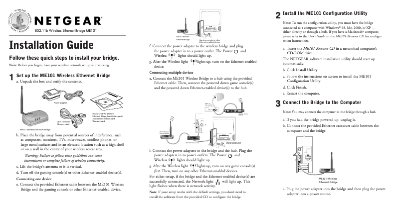Image de la première page du manuel de l'appareil ME101