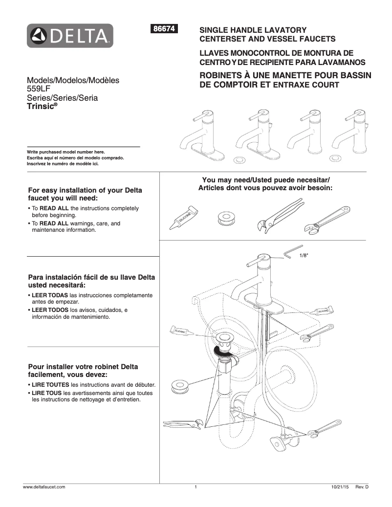 Page 1 de la notice Manuel utilisateur Delta 559LF-MPU