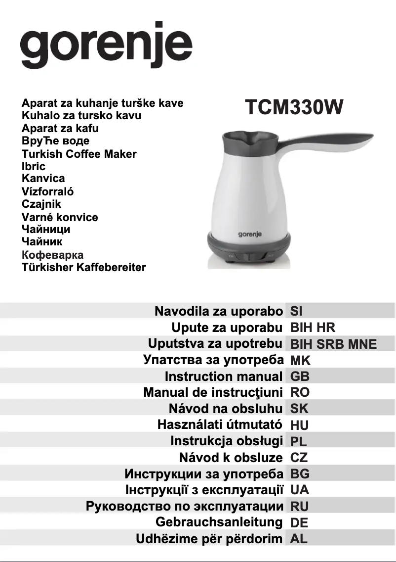 Page n°1 - Manuel utilisateur Gorenje TCM330W