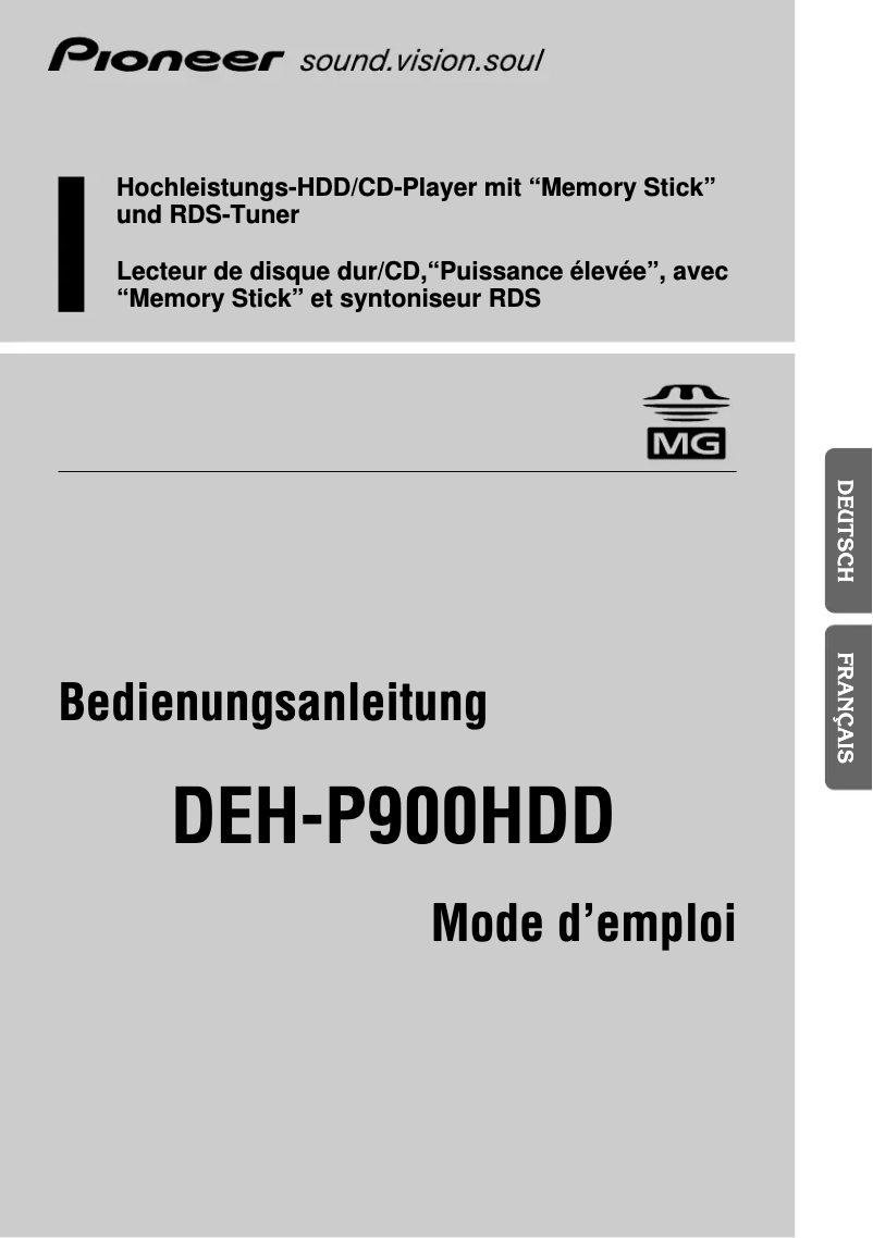 Page n°1 - Manuel utilisateur Pioneer DEH-P900HDD