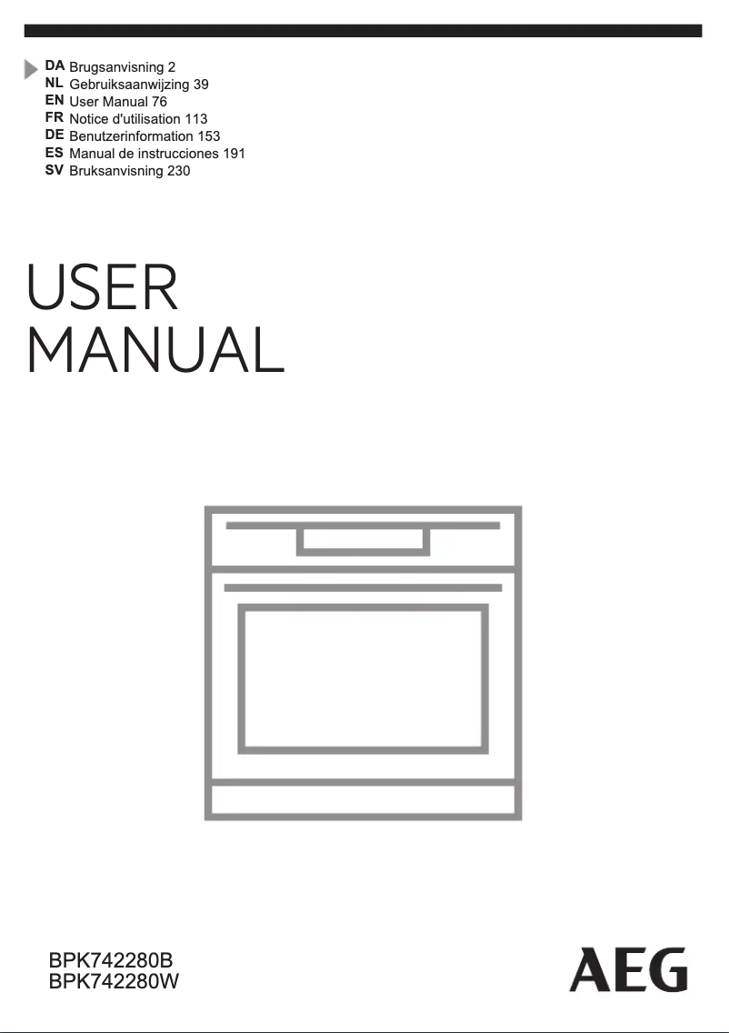 Page 1 de la notice Manuel utilisateur AEG BPK742280W
