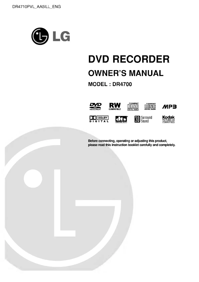 Page 1 de la notice Manuel utilisateur LG DR4710