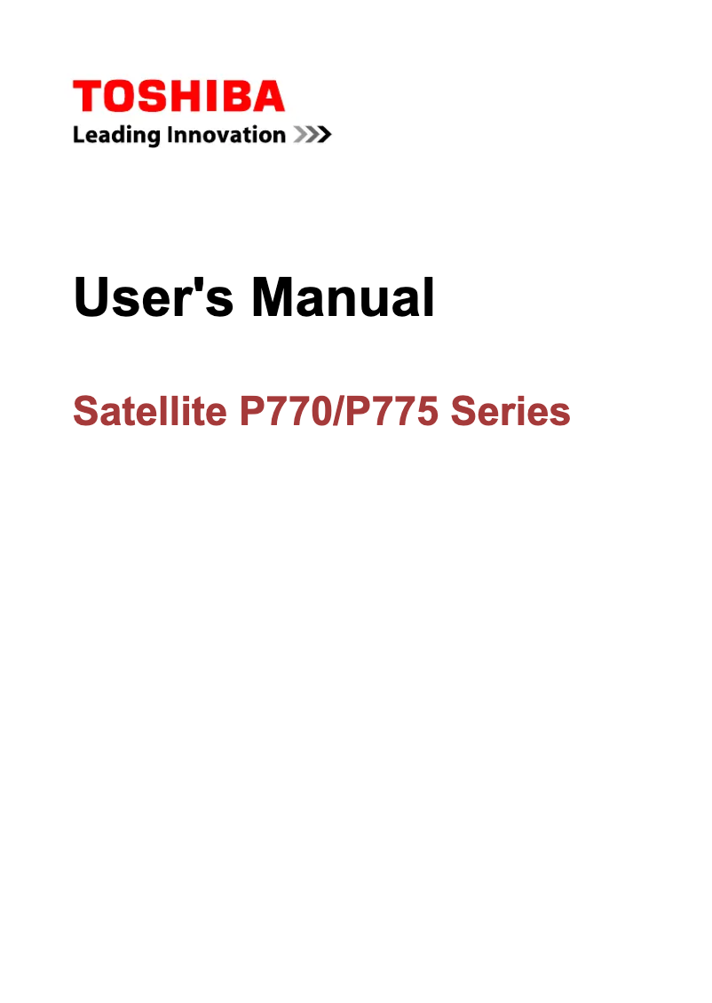 Page 1 de la notice Manuel utilisateur Toshiba Satellite P770