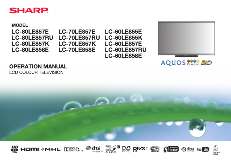 Page n°1 - Manuel utilisateur Sharp LC-70LE857E