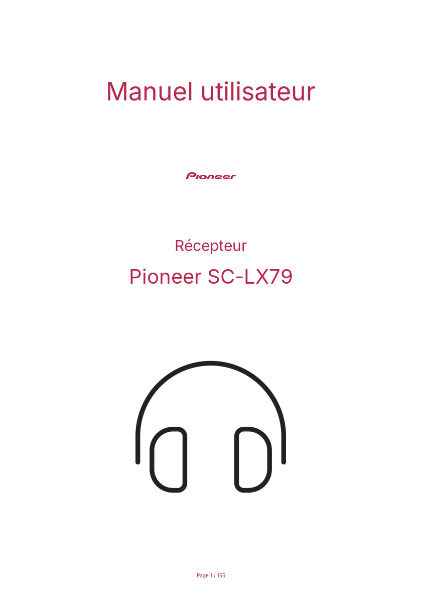 Page 1 de la notice Manuel utilisateur Pioneer SC-LX79