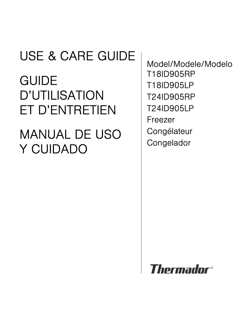 Page n°1 - Manuel utilisateur Thermador T24ID905RP