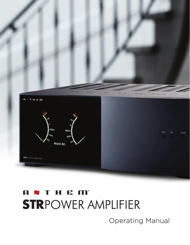 Page n°1 - Manuel utilisateur Anthem STR Power Amplifier