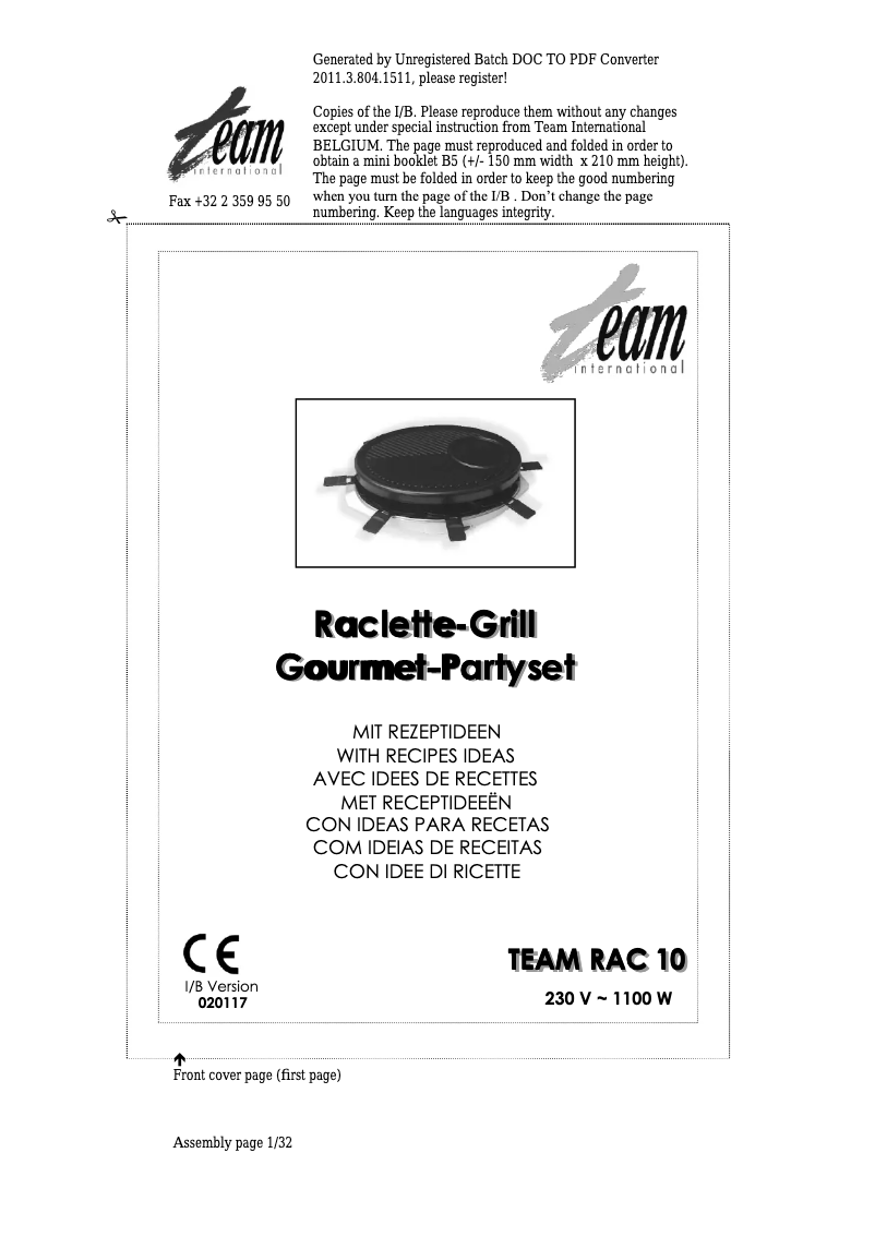 Página 1 del manual Manual de usuario Team RAC 10