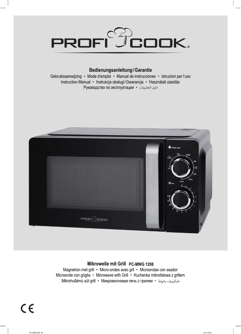Page 1 of the manual User Manual ProfiCook PC-MWG 1208