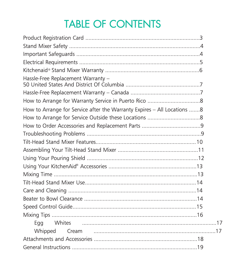 Page 1 de la notice Manuel utilisateur KitchenAid Artisan Mixer
