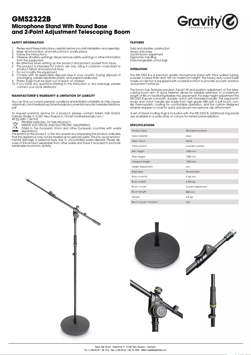 Image de la première page du manuel de l'appareil GMS2322B