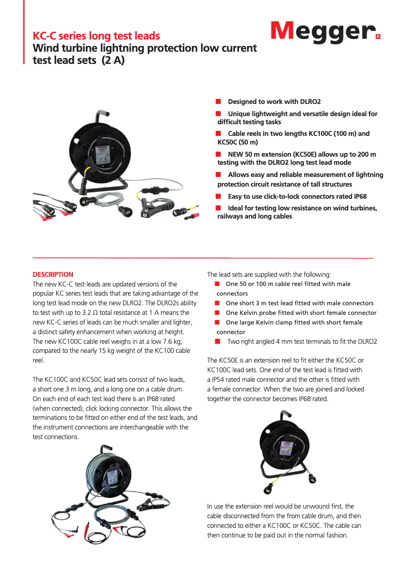 Page 1 de la notice Fiche technique Megger KC-C