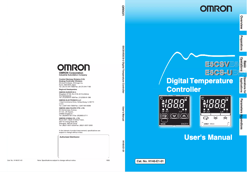 Página 1 del manual Manual de usuario Omron E5CSV-U