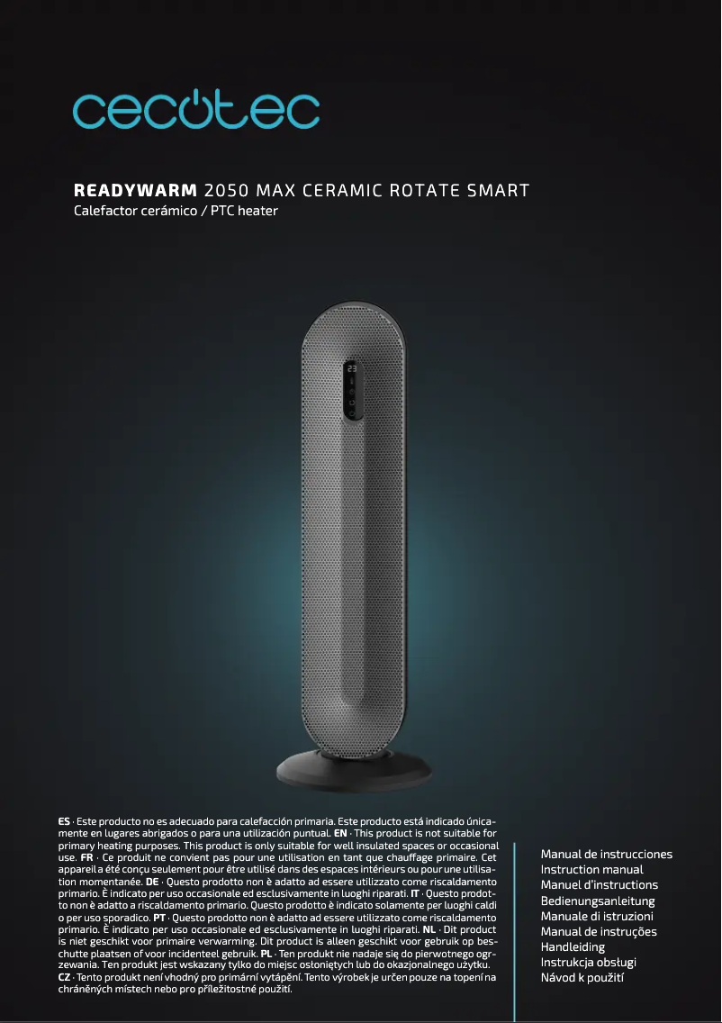 Image de la première page du manuel de l'appareil ReadyWarm 2050 Max Ceramic Rotate Smart
